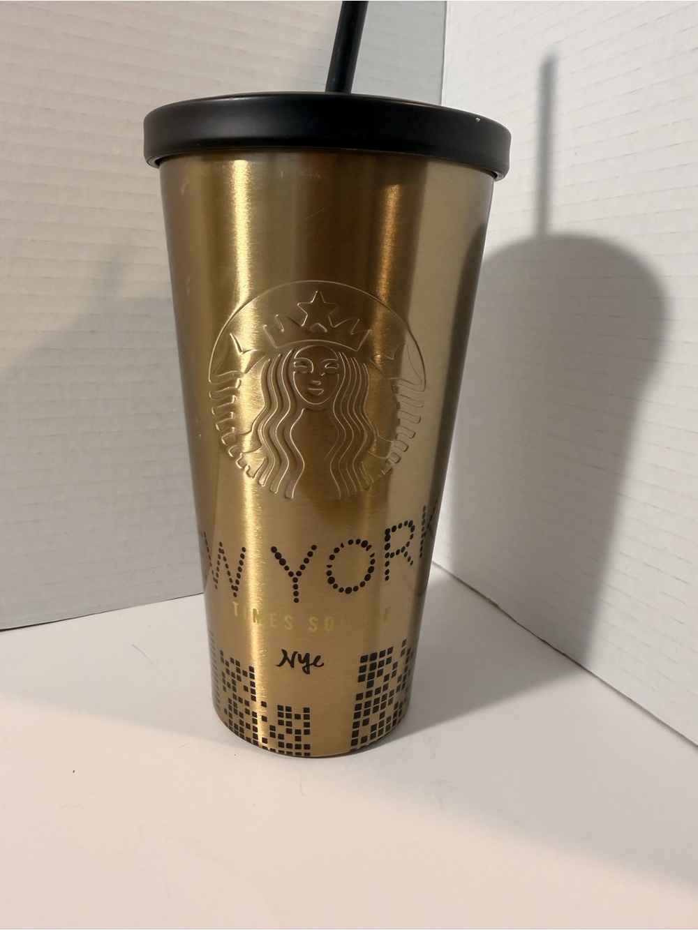 Starbucks Gold NY City Stainless Travel Tumbler with Black Lid